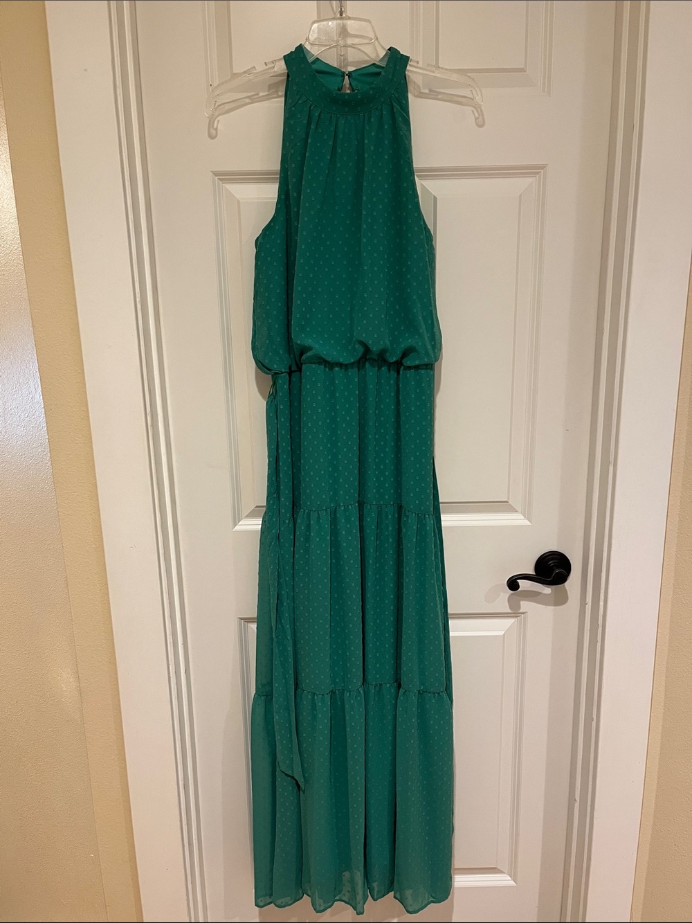 Kelly Green Sleeveless Halter Maxi Dress